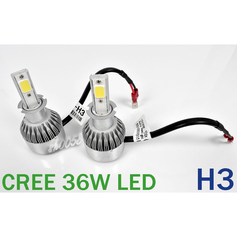 CREE LED 12V 36W H3 6000K 高亮進口大燈 霧燈 7200LM 汽車機車防水 2顆/組