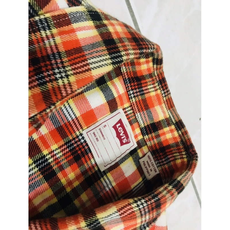 Levi’s 正品公司貨 法蘭絨 格紋襯衫 橘紅色經典條紋