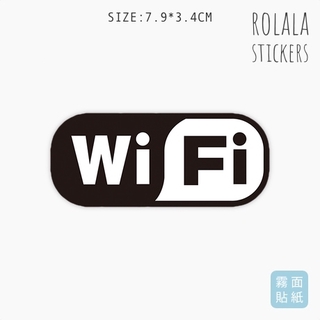 【W015】霧面單張PVC防水貼紙 黑白WIFI貼紙 無線網路貼紙 黑色上網貼紙 筆電貼紙《同價位買4送1》ROLALA