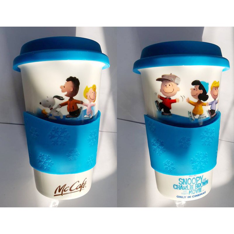 扭蛋食玩模型公仔人偶娃娃馬克杯7-11系列 台灣麥當勞 SNOOPY 史努比藍色陶瓷隨行杯