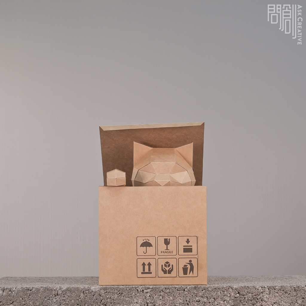 問創設計 DIY手作3D紙模型 禮物 擺飾 寵物 動態系列 探頭貓(貓咪4色可選)