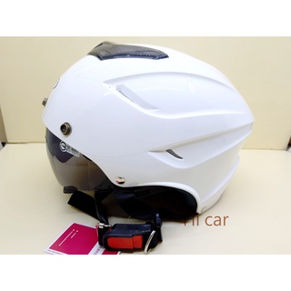 <Hi car> 送鏡片GP5 027 雙層鏡片 全可拆內襯 雪帽 半罩式 內崁墨片 安全帽 白色