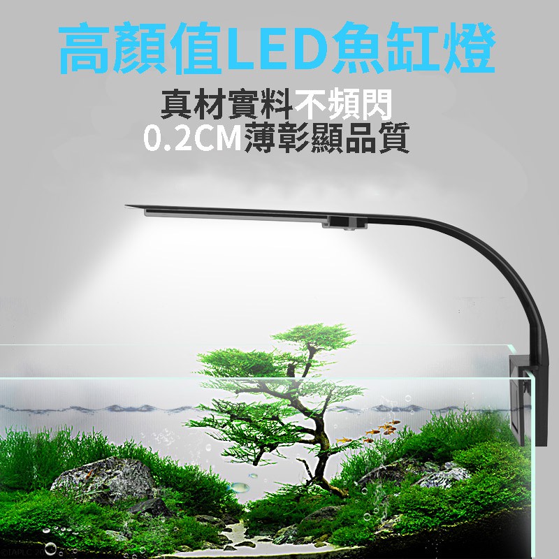 現貨 110v超薄led魚缸夾燈水草照明燈高亮led魚缸燈水族箱led燈水族用品 10w 藍白光 蝦皮購物