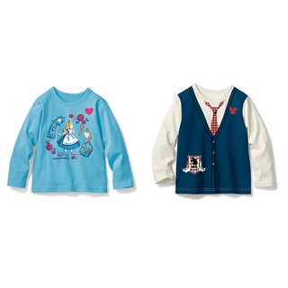 ﹝現貨﹞日本購回 正版 千趣會 Disney 迪士尼 愛麗絲 薄長袖 長袖上衣 長袖 上衣 假兩件 造型上衣 童裝 米奇