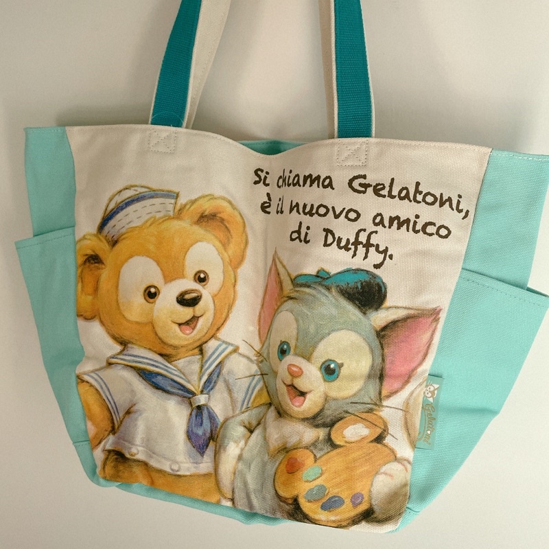 日本東京海洋迪士尼 達菲Duffy好朋友Gelatoni傑拉托尼畫家貓帆布包 肩背包