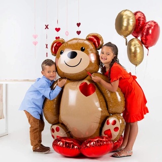 91cm * 65cm Love Bear 鋁箔氣球生日快樂情人節派對裝飾空氣氦氣球婚禮裝飾兒童玩具氣球