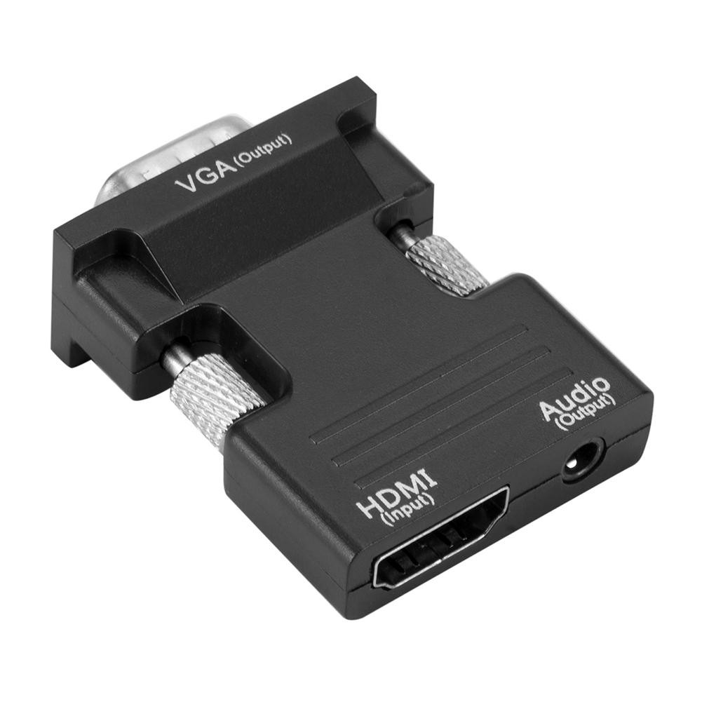 HDMI轉VGA線帶音頻 HDMI母轉VGA公to電腦機頂盒轉換器接頭