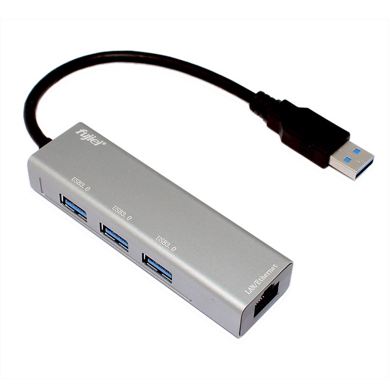 USB 3.0 to USB 3.0 HUB x 3+仟兆USB有線網卡 鋁殼AJ0080(USB417)