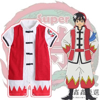 【現貨免運】🔥中華小當家 劉昂星夏季包屁衣 純棉兒童開衫 風漢服 新生兒綁帶 嬰幼兒連身衣 兒童爬鑫鑫家居用品