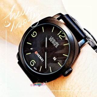 CHENXI簡約風尚紳士腕錶 大錶面 時尚男錶 日期 幸運草＆錶坊（現貨）皮革 指針 石英錶