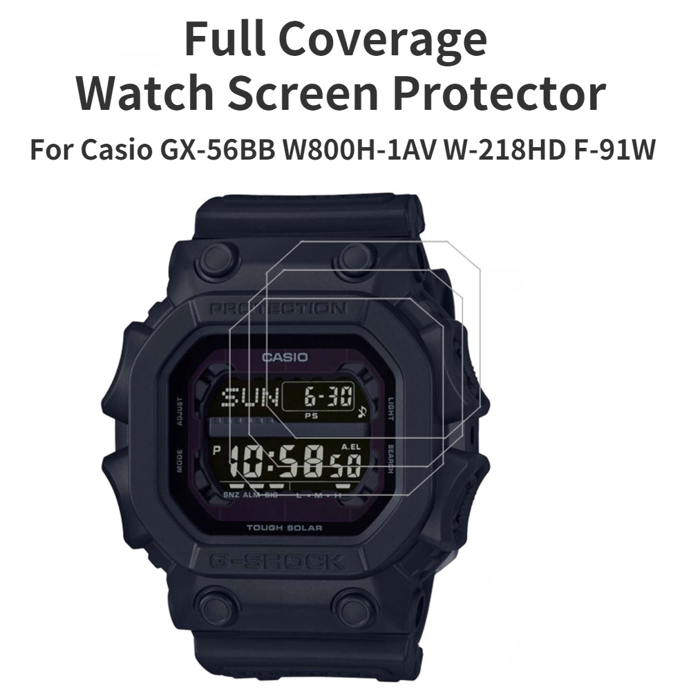 現貨卡西歐手錶屏幕保護膜 Casio GX-56BB W800H-1AV W-218HD F-91W 全覆蓋 防摔 防刮
