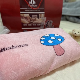［全新］可愛蘑菇粉紅貴族毯 絨毯 懶人毯 冷氣被 冷氣毯 聖誕禮物 交換禮物 生日禮物 冷氣毯