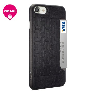 Ozaki O!coat 0.3 + Pocket iPhone 7 i7 4.7吋 超薄 黑色 皮紋口袋 保護殼 背蓋