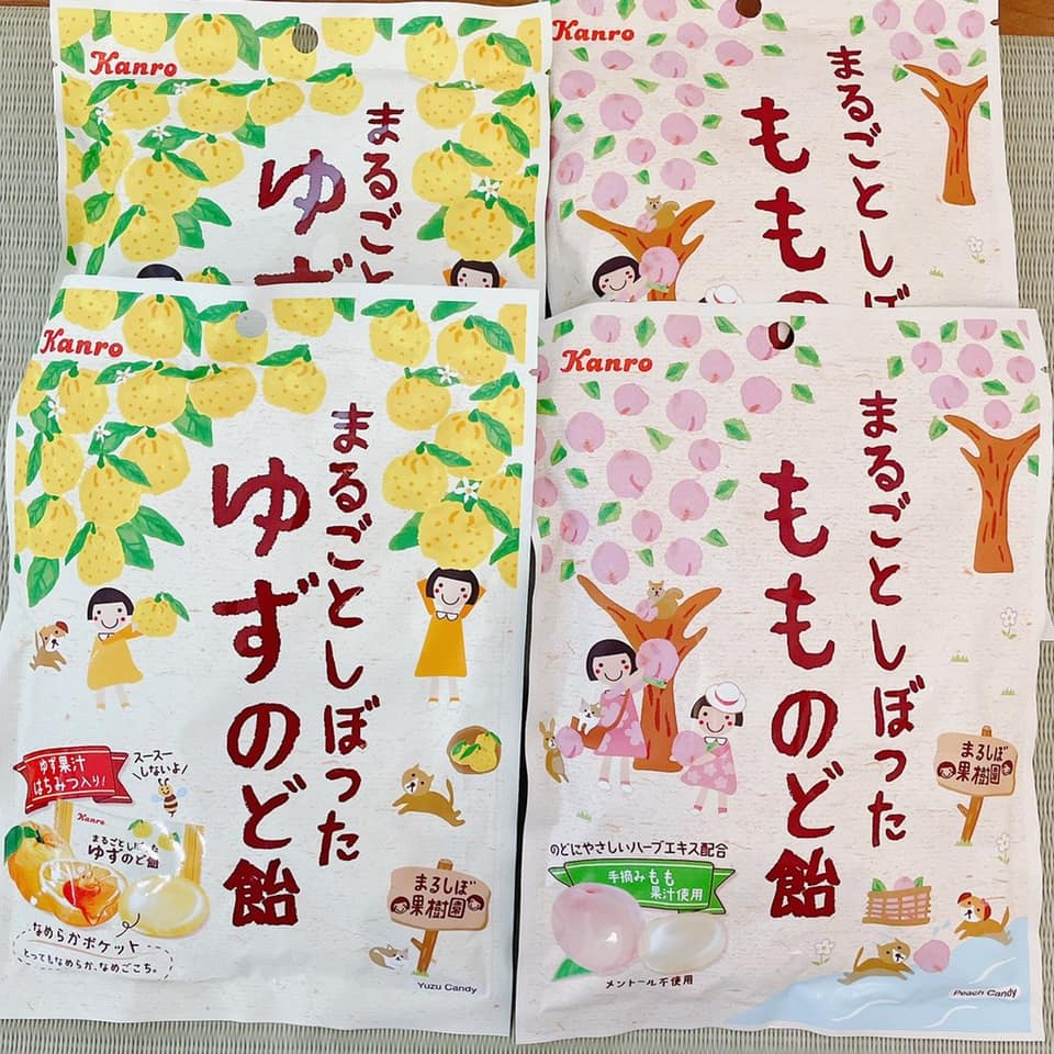 《小熊貝爾》現貨在台 日本甘樂Kanro完整喉糖共兩款水蜜桃和蜂蜜柚子