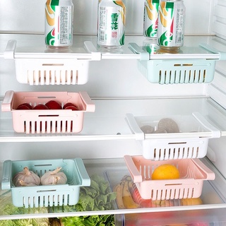 全新轉售✨冰箱抽屜 收納盒 懸掛儲物 可調整伸縮/白色收納籃/廚房收納/上掛式層架收納 冰箱收納