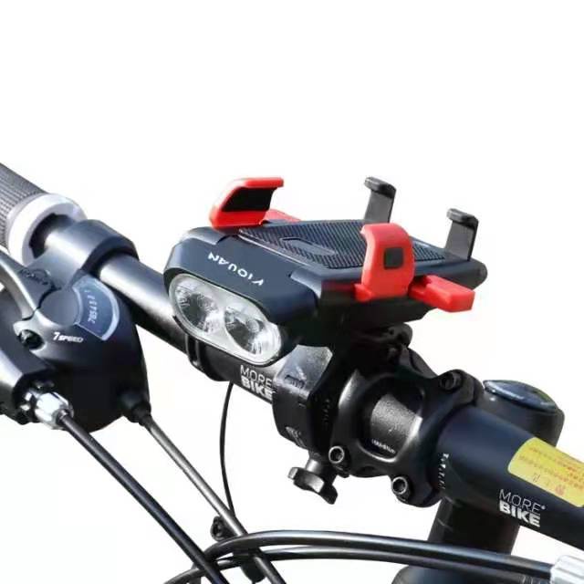 腳踏車頭燈4in1功能齊全款 可調式頭燈 可當行動充的自行車頭燈 有喇叭功能的單車頭燈 可置放手機的自行車頭燈