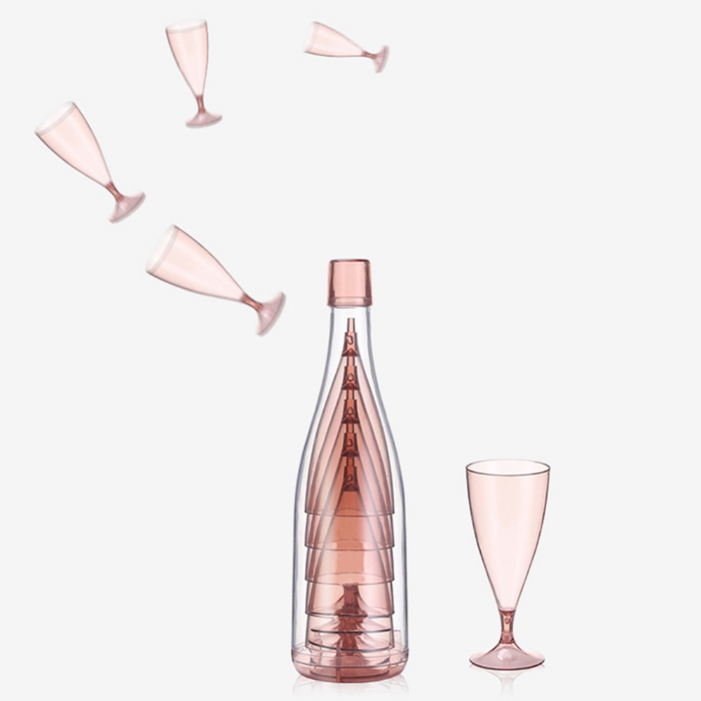 塑膠紅酒杯香檳杯套裝  香檳酒杯6件套冷飲果汁杯 創意透明喝酒杯子塑膠雞尾酒高腳杯