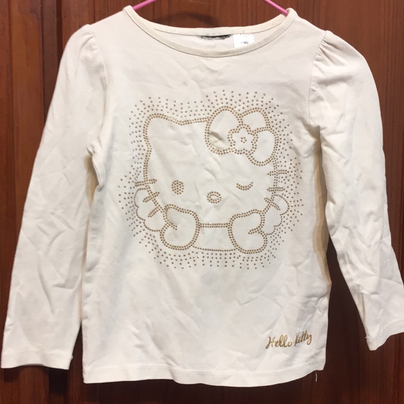 H&amp;M hello kitty 女童棉質米色長袖T恤