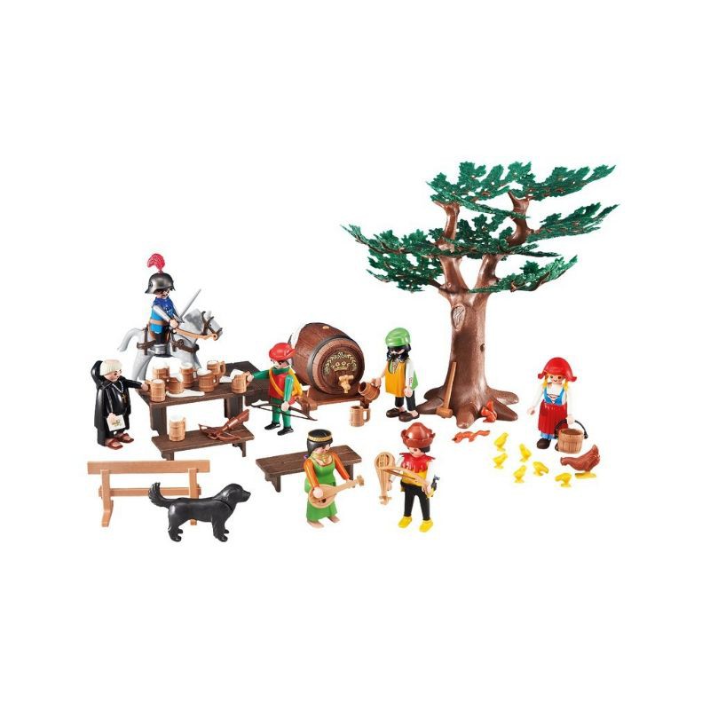 （客訂）全新袋裝 Playmobil 6464 中世紀盛宴 市集 大樹 牧師 馬 弓箭手 母雞 摩比人6464 玩具