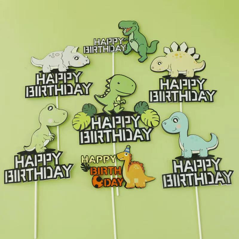 【C❤L】烘焙蛋糕裝飾   可愛小恐龍裝扮 插件恐龍主題   男孩寶寶生日·派對插牌