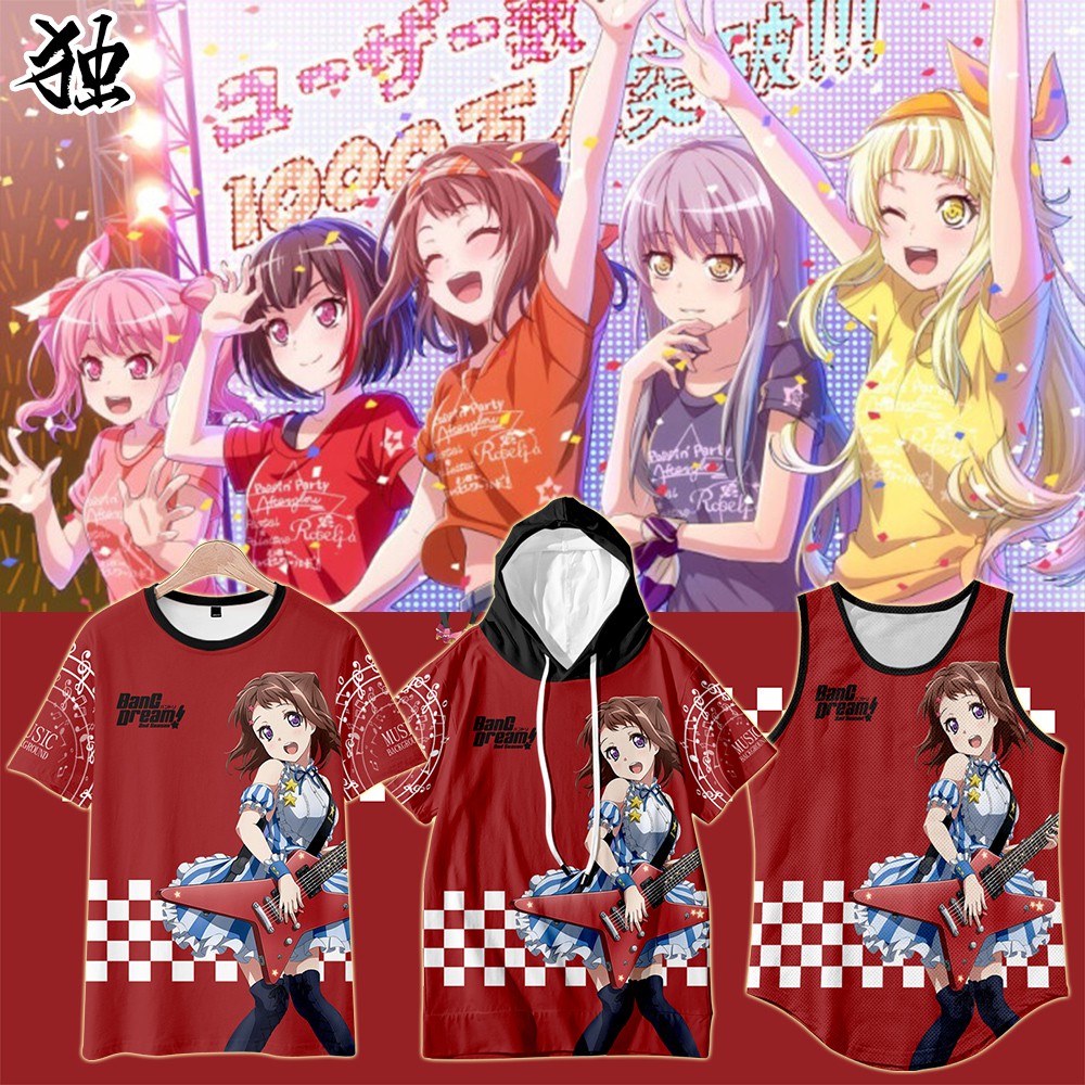 Bang Dream 少女樂團派對周邊短袖t恤roselia動漫湊友希那紗夜 蝦皮購物