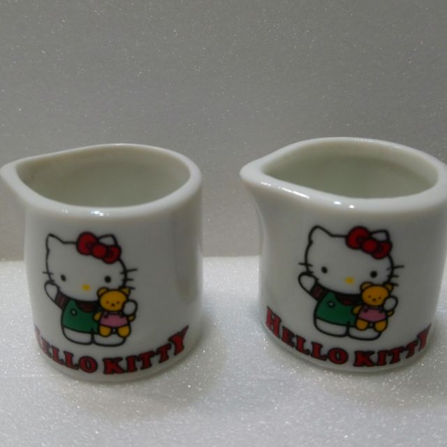 Hello kitty 1989年 日本製 奶油陶瓷罐 （一對）