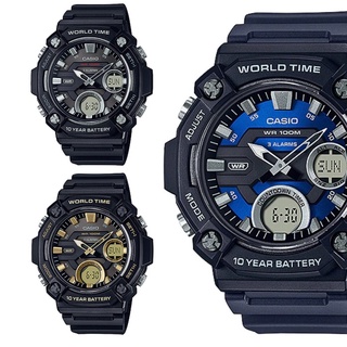 【CASIO】AEQ-120W 系列10年電力大尺寸雙重顯示電子錶/防水100米/52mm/公司貨【第一鐘錶】