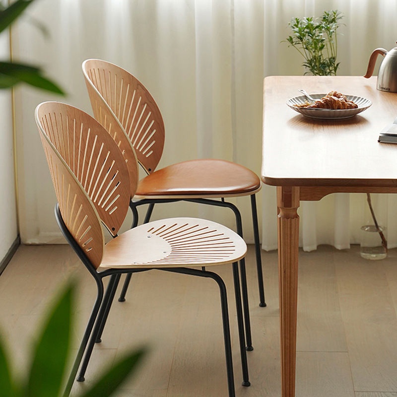 設計師貝殼椅北歐餐椅家用網紅ins創意靠背椅子現代簡約復古桌椅