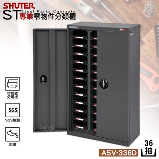 樹德SHUTER『A5V-336D 大容量抽專業零件櫃-加門型 36格抽屜』 工具分類 整理櫃 分類櫃 收納櫃 工具櫃