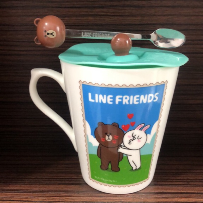 全新現貨LINE Friends 可收納攪拌棒馬克杯蓋組