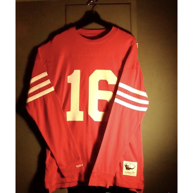 NFL舊金山49人紅色足球上衣限量正版薄長T(16號 NFL_SFO_16)
