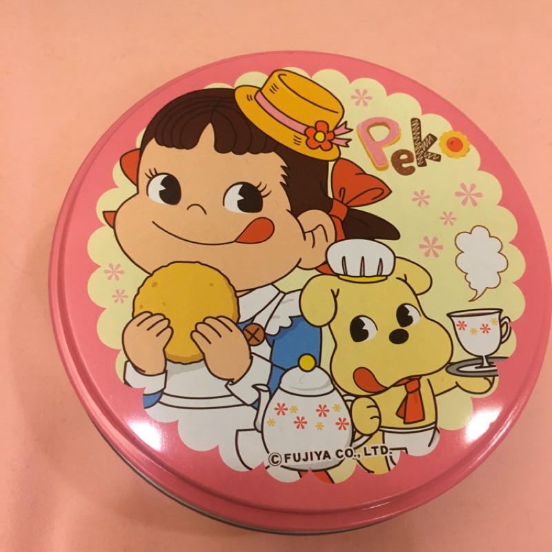 不二家peko正版明治娃娃餅乾小圓空盒鐵盒 蝦皮購物