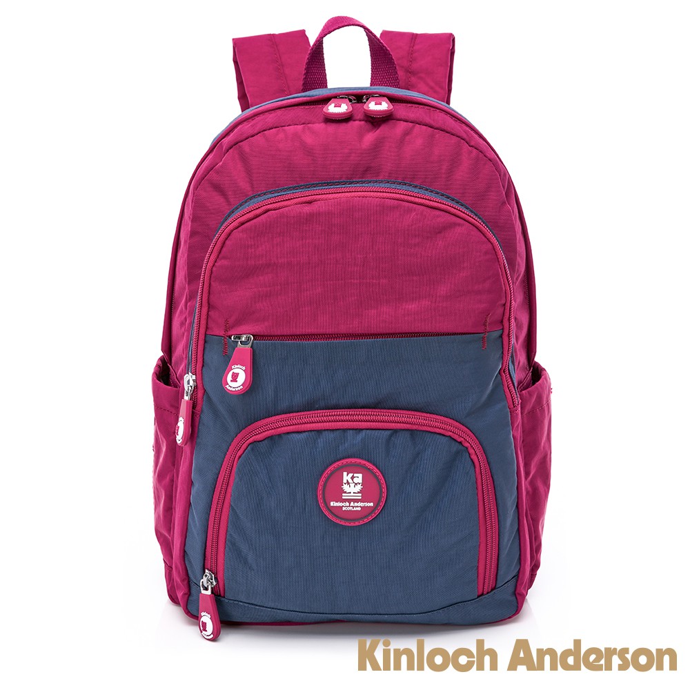 【Kinloch Anderson】SMILE 圓弧拉鍊口袋後背包 深桃紅色
