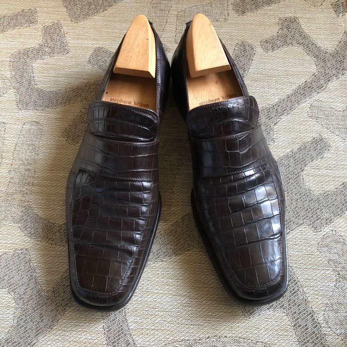 保證正品 Bottega Veneta BV 深咖啡色 鱷魚皮 皮鞋 size 44