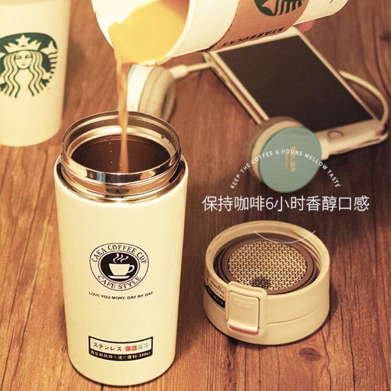 ⛱（現貨出清）caka新款咖啡杯真空不鏽鋼保溫杯380ml星巴克