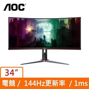 AOC 34型 螢幕顯示器 CU34G2X (黑紅)(寬) 21:9/ 3440 x 1440 超高解析度/ 144Hz