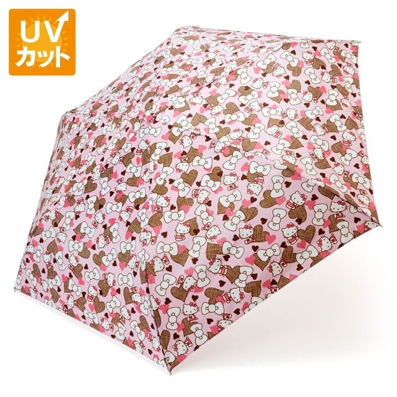 凱蒂貓Hello Kitty 晴雨兩用摺疊傘-粉，雨傘/晴雨兩用/自動收納傘/高防曬UV傘