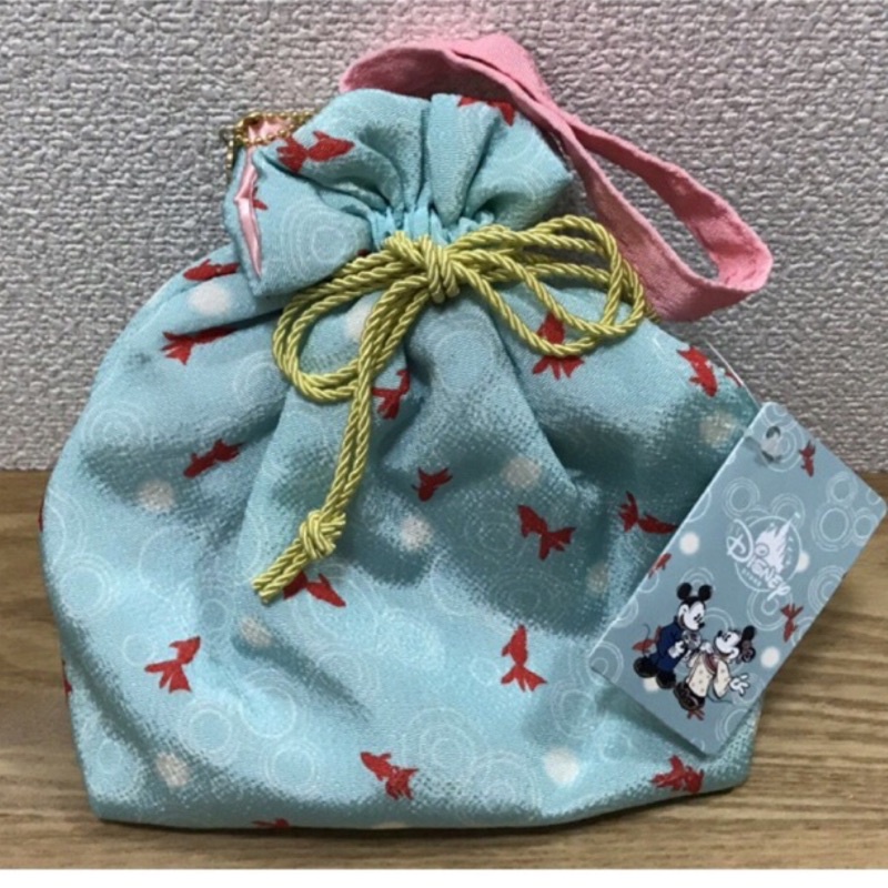 Disney 日本直送 超可愛 迪士尼 米妮 夏季 祭典 浴衣 實用 配件 金魚 束口袋