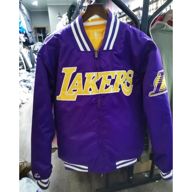 LAKERS 湖人隊 雙面穿 棒球外套 夾克 嘻哈 饒舌 大尺碼 美版尺寸：S~2XL