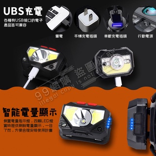 台灣24H出貨99網購 輕便鋰電USB充電頭燈/強光/戶外防水/LED/夜釣/超亮/感應頭燈 #1
