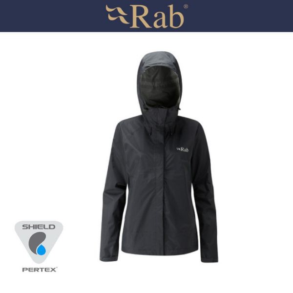 【RAB 英國 女 Downpour防水外套《黑》】QWF63/透氣外套/輕量/防風/悠遊山水