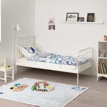 IKEA宜家MINNEN米隆可伸縮兒童床加寬床框防跌落加長女孩公主床 0zpu