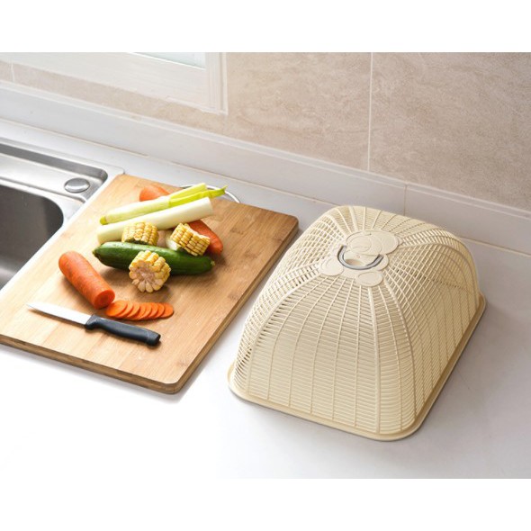 小熊圖案長方形罩菜蓋食物罩 防蒼蠅餐罩家用飯菜罩