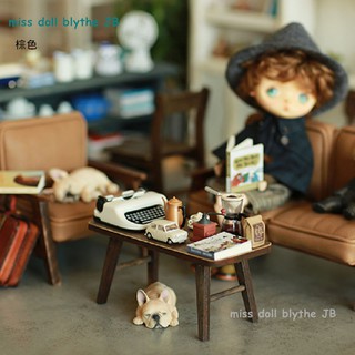 miss doll 【小茶几】Blythe復古手工做舊小家具玩物懷舊書櫃餐桌圓椅小布娃衣娃鞋迷你食玩實木小屋手做傢俱