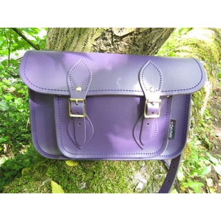 【折扣現貨】正品英國 Zatchels 經典款 磁扣11.5吋 手工牛皮復古學院包 劍橋包 藍紫色