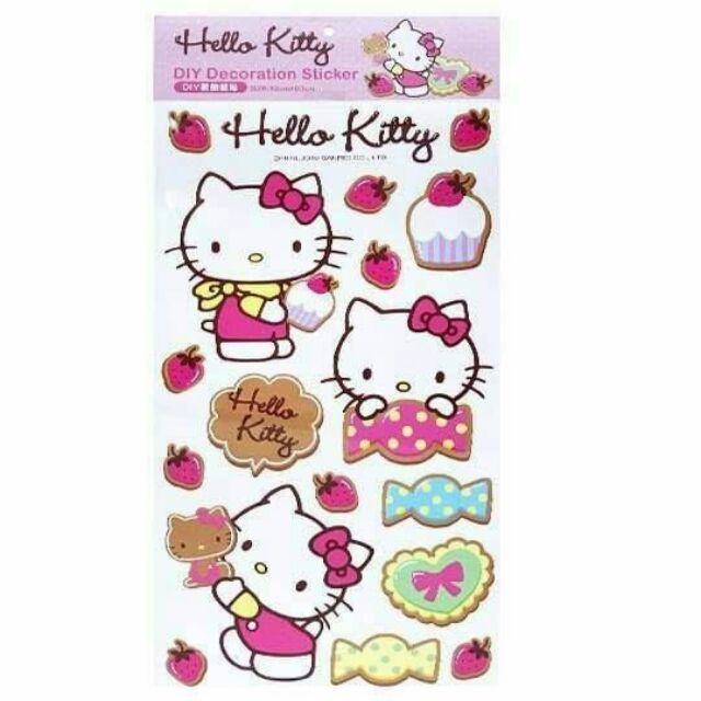 ~喵窩窩精品~台灣限定全新正版Hello Kitty凱蒂貓浴室客廳房間甜點草莓英文字母可愛卡通裝飾防水大壁貼貼紙