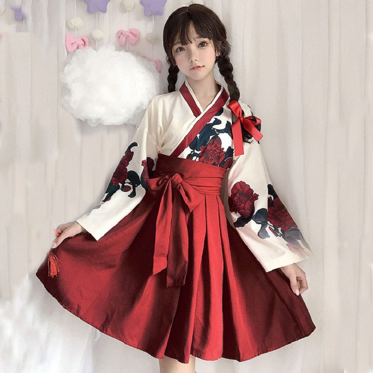 虞美人紀念款山茶花之戀大正少女東方復古套裝和風和服cosplay扮演服 蝦皮購物