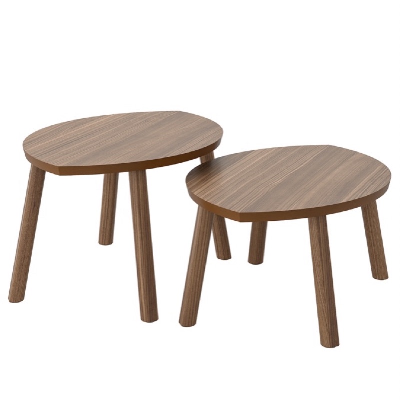 5折出清限台南自取 IKEA絕版STOCKHOLM子母桌葉形茶几 (30cm款) 實木貼皮胡桃木邊桌