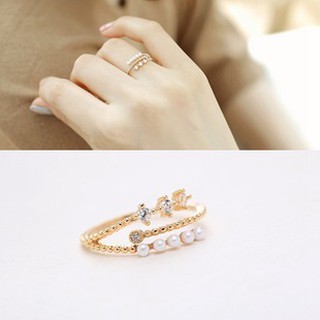 【Beauty Plus 美貌家】韓版時尚 微鑲開口珍珠鋯石戒指