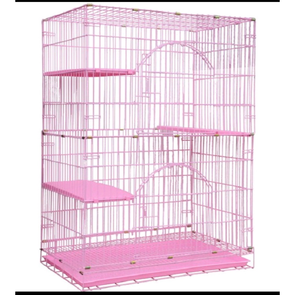 二手特製烤漆靜電貓籠(粉色)~附三片跳板 贈喝水碗